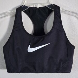 Nike Sports Bra Women Size Medium Black White Swoosh Athletic Training